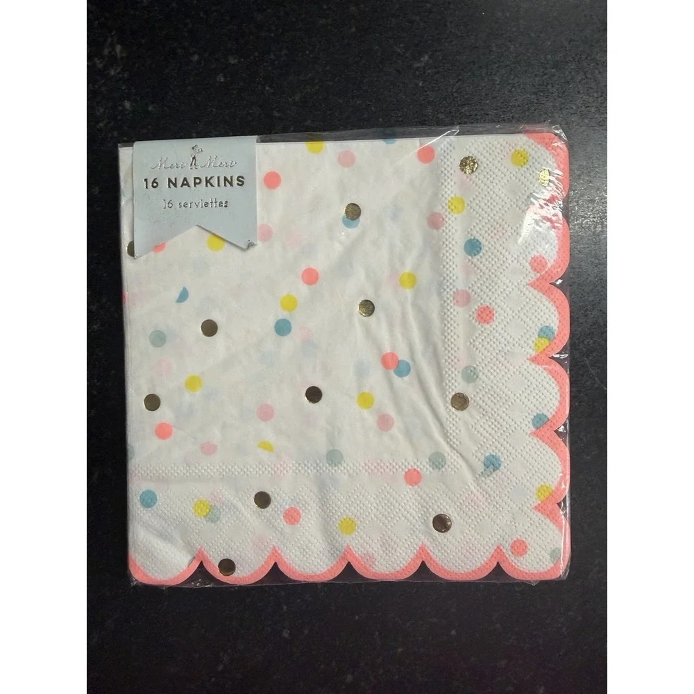 Meri‎ Meri Polka Dot Party Napkins Lot of 4 Packs 16 Each Scalloped